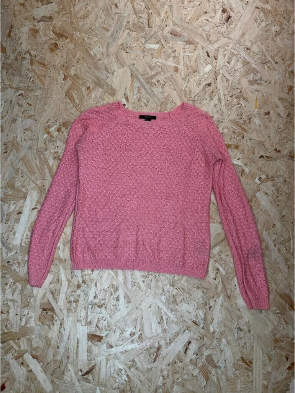 Forever 21 Sweater Womens Small Pink Textured Knit Crew Neck Long Sleeve